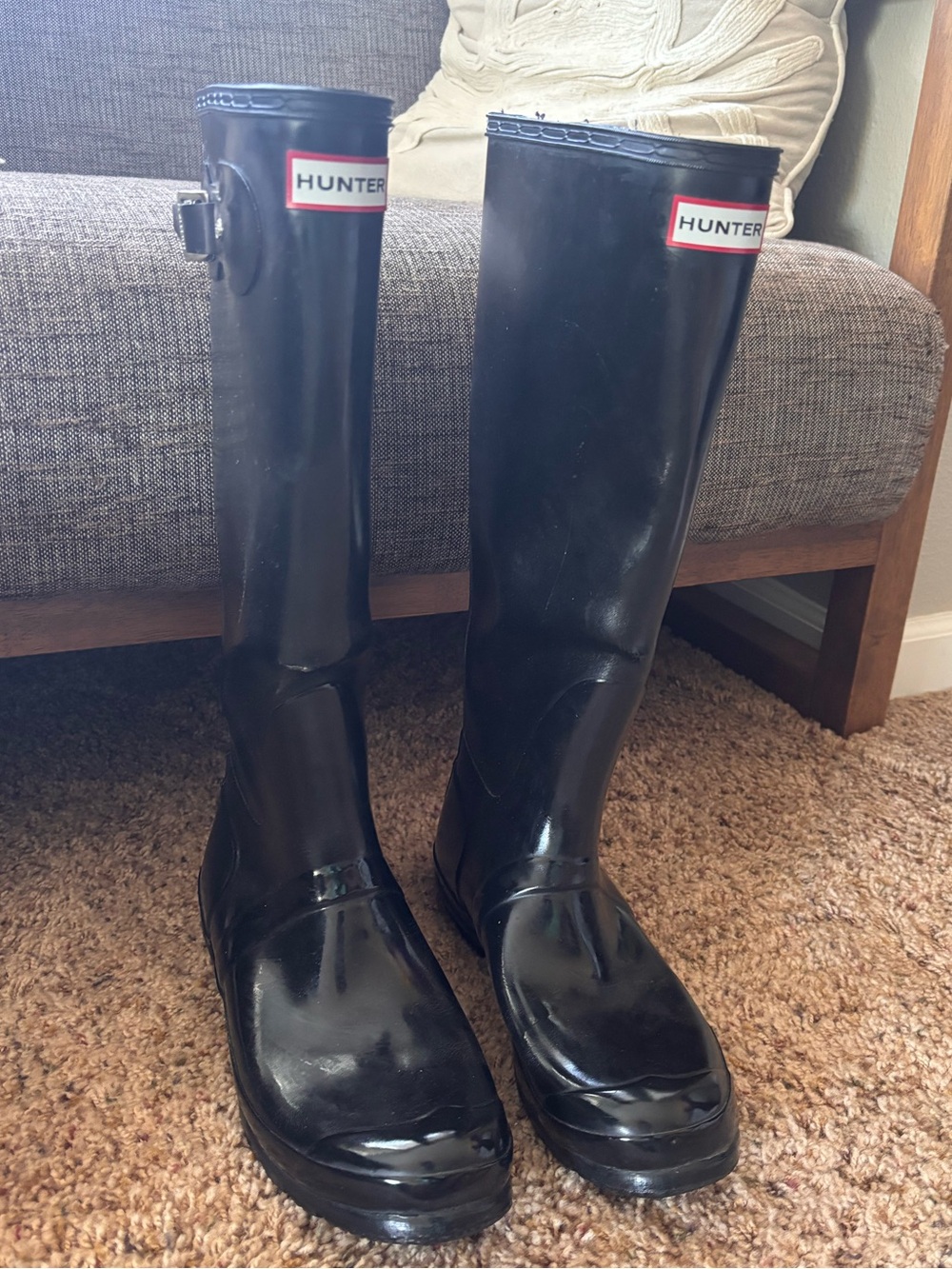 Hunter Black Gloss Tall Rain Boots